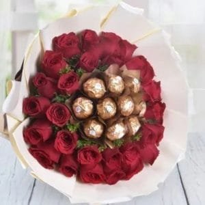 Just For You - Chocolate $ Roses - Deluxe premium - 50 roses Bouquet
