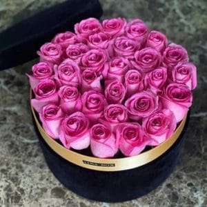 Pink Roses in a Round Box