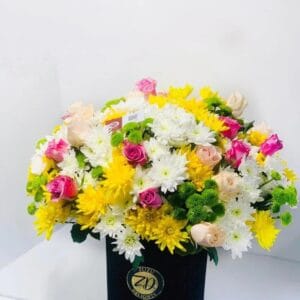 Helma Luxury Box - Mixed Chrysanthemums, Roses and Gypso