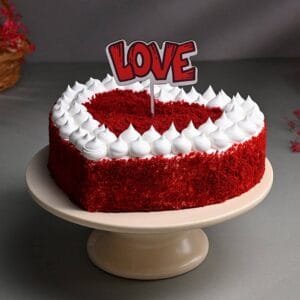 Deluxe Red Velvet Heart Shaped Cake