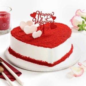 A stunning Dazzling Heart Shaped Cake, decorated with romantic designs, ideal for Valentine’s Day delivery.