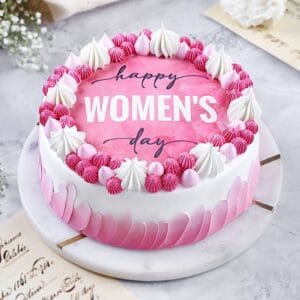 Beautifully decorated Happy Women’s Day Cake with floral and elegant designs, perfect for celebrating women on International Women’s Day.