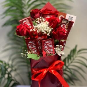 Red Roses with Nestlé Kit Kat Chocolate