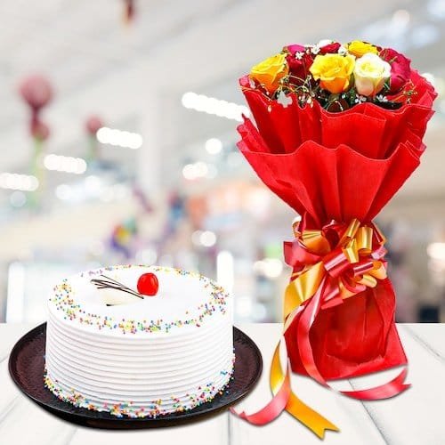 Cake & Flowers Package | Best Cake and Flower Delivery in Lagos